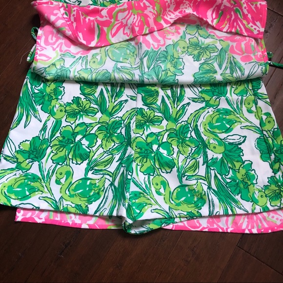 Lilly Pulitzer Pearl Romper in Flamingo - Picture 2 of 5